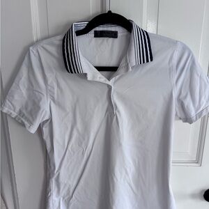 G/FORE White Polo with Black Striped Collar